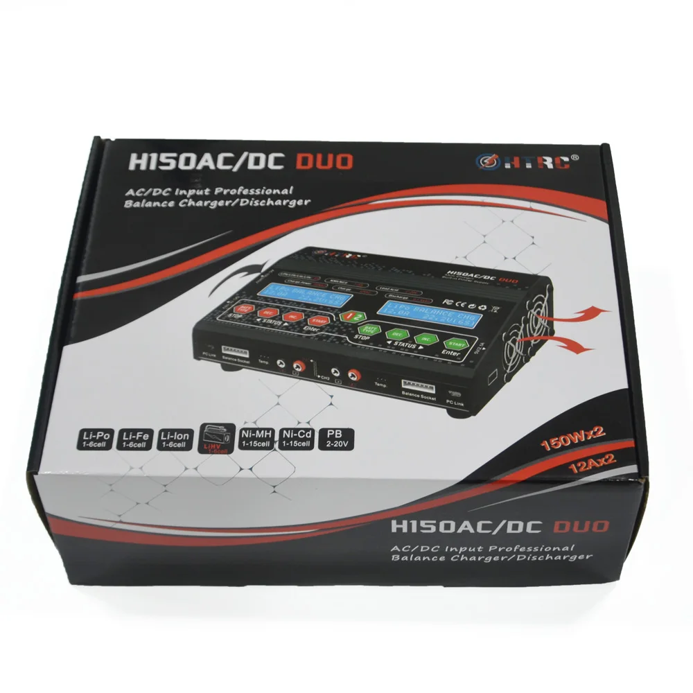 HTRC H150 RC Баланс Зарядное устройство Dis зарядное устройство для Lilon LiPo LiFe LiHV Nimh NicdAC DC DUO 300 Вт 12А двойной выход ЖК-дисплей