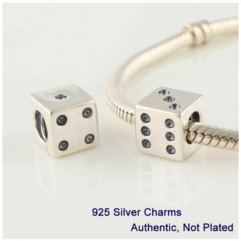 Dice Charm 100 925 Sterling Silver Beads for Jewelry Making Fit