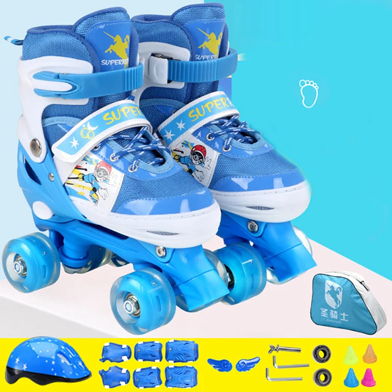 Kids Volwassen Kinderen Dubbele Lijn Parallel Schaatsen Schoenen Verstelbare Ademend Patines PU Flash Wielen Helm Protector Gear Bag Kids Volwassen Kinderen Dubbele Lijn Parallel Schaatsen Schoenen Verstelbare Ademend Patines PU Flash Wielen Helm Protector Gear Bag