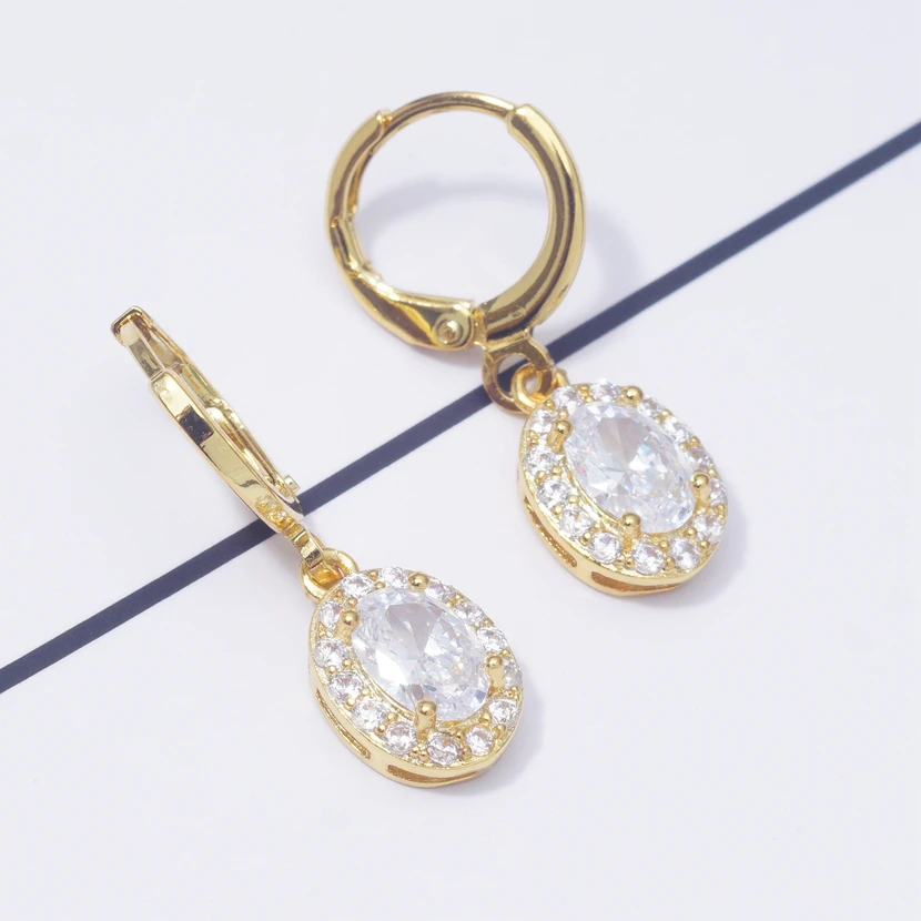 Серьги Модные овальные корейские Висячие серьги для женщин белые стразы