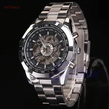 HTTHNCF Chic Mens Steampunk Transparent Skeleton Automatic Men's Mechanical Watch Luxury