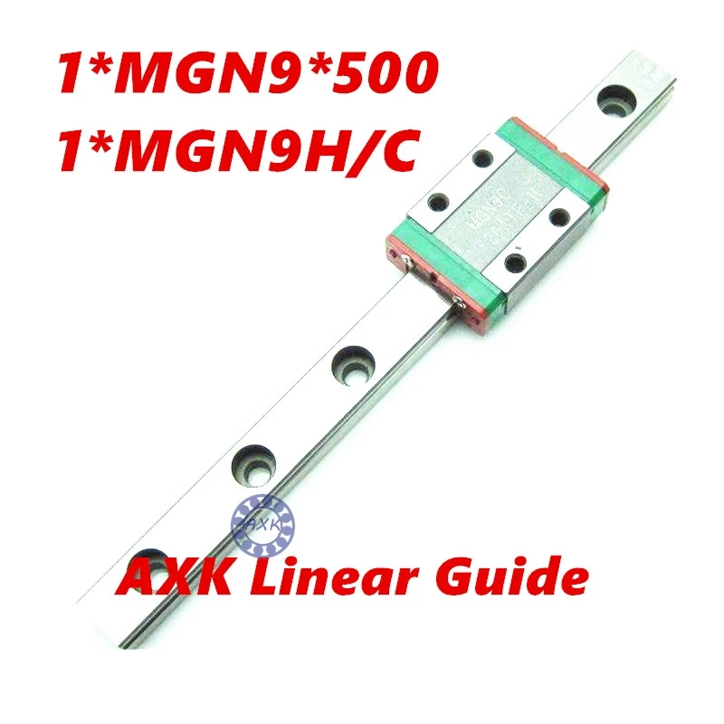 Free shipping 9mm Linear Guide MGN9 L= 500mm linear rail way + MGN9C or MGN9H Long linear carriage for CNC X Y Z Axis