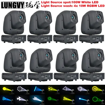 

Free Shipping 8pcs/lot 2019 New 100W Spot + 4x10w RGBW LED Lyre Wash Moving Head Light 3-face Prism DMX512 Rainbow-flow