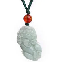 32x18 мм натуральный Бирма нефрит Шарм грузовой Pixiu кулон, тонкий кулон ювелирные изделия для женщин подарок с бисером ожерелье Прямая