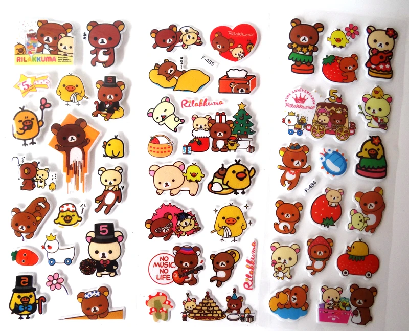 5 листов/партия, смешанные милые Мультяшные коричневые наклейки «Медвежата», игрушки для детей, животные, ПВХ, Пуффи, детские школьные подарки для учителя YYY GYH