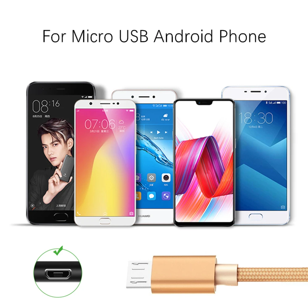 1 M 2 M 3M USB кабель с Micro usb кабель для передачи данных для samsung S7 S6 Note Edge Note2 Note4 Note5 J3 C5 C8 OPPO K1 A1 A3 A5 A7 R15 зарядка через USB кабели