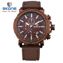 SKONE Brand 6 Hands 24 Hours Function Silicone Sport Watches Men Date Chronograph Quartz-watch Hours Casual Relogio Masculino