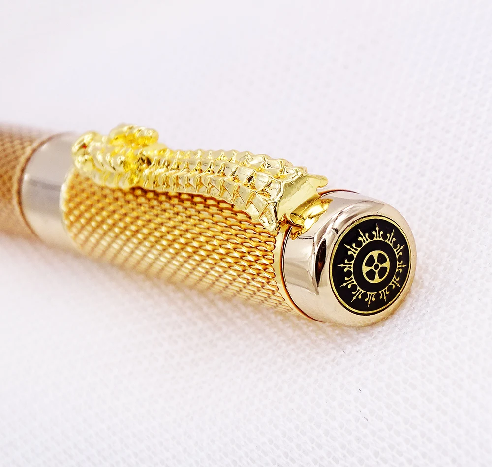 Jinhao 1200 винтажная Роскошная авторучка красивая пульсация с клипса с драконом, благородная золотая металлическая резьба чернильные ручки коллекция