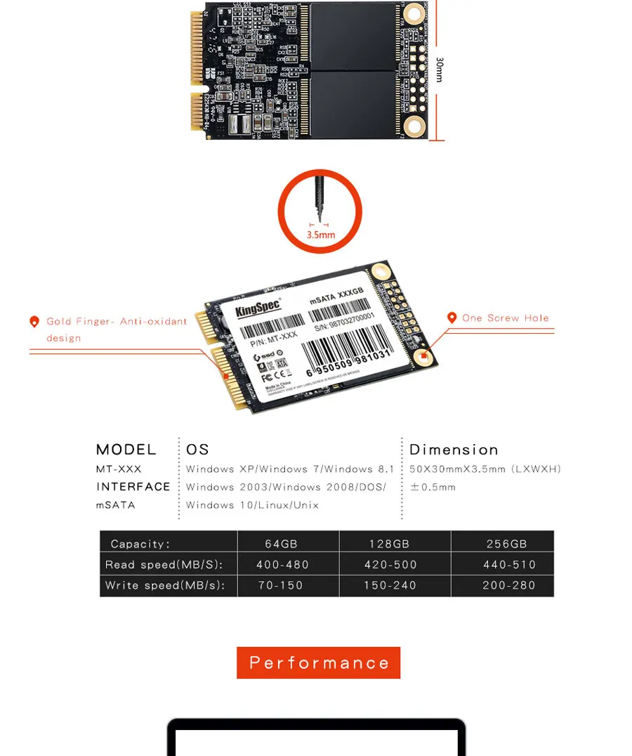 KINGSPEC внутренний SATA3 MLC 32 ГБ/64 Гб/128 ГБ/256 ГБ Msata твердотельный накопитель Жесткий диск флэш-накопитель для планшета/ноутбука/ультрабука