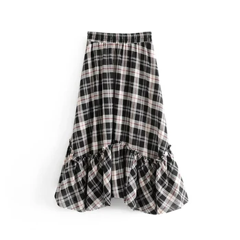 

Klacwaya women cotton trumpet skirts 2019 spring-autumn fashion ladies chic soft midi skirts Korean girls street mermaid skirt