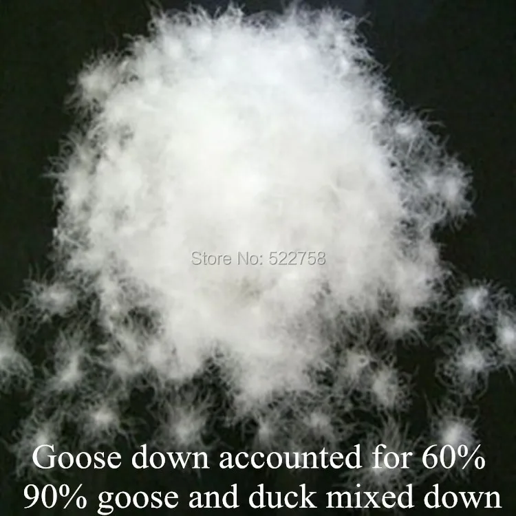 

90% white goose & duck mixed down/ goose accounted for 60% /fill power 730/comforter and jacket filler/ 5 oz price