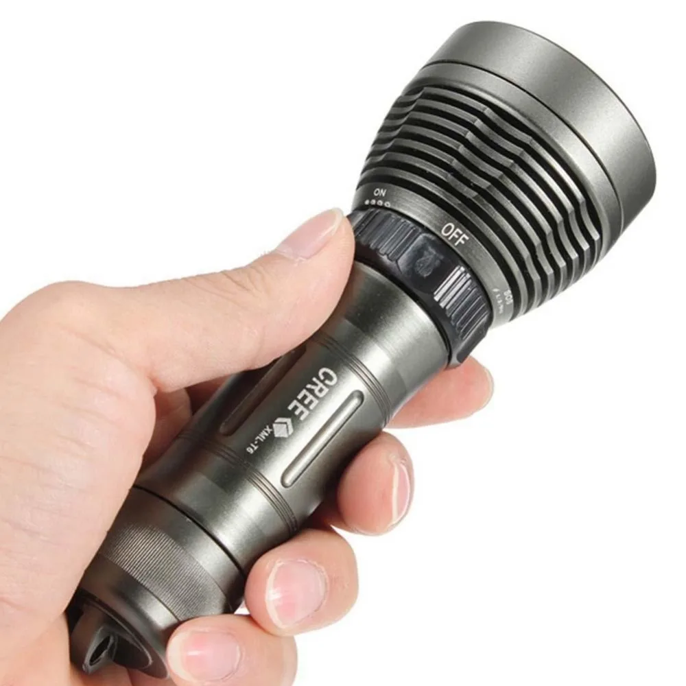 AIMIHUO Professional LED underwater flashlight T6 Strong Torch Lamp 186650 26650 charging waterproof 80m T6 diving flashlight