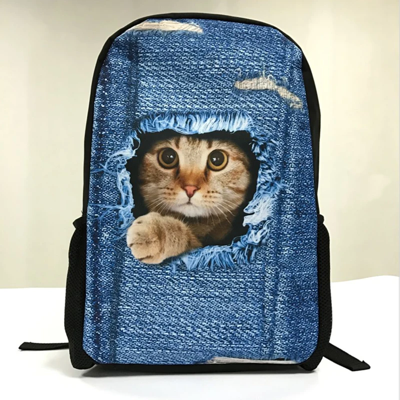FORUDESIGNS/животное кошка Печать школьный ранец для мальчиков и девочек, 16 дюймов детские школьные сумки, на заказ подросток 3D школьная книга