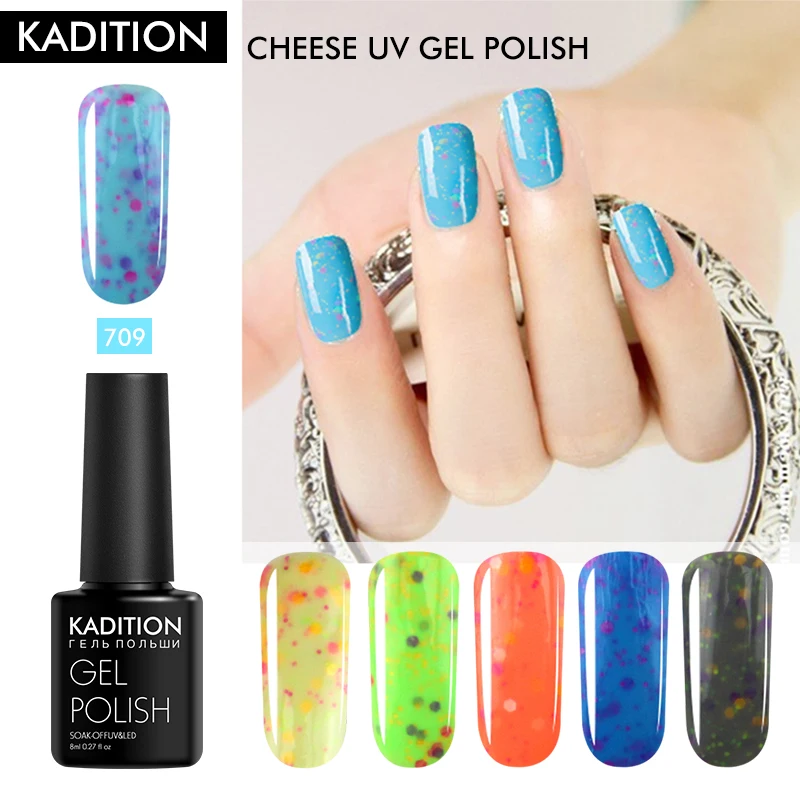 

KADITION New 8ml Colorful Candy Spangles Cheese UV Nail Gel Polish All Manicure for Design Semi Permanent Nail Art Gel Varnish