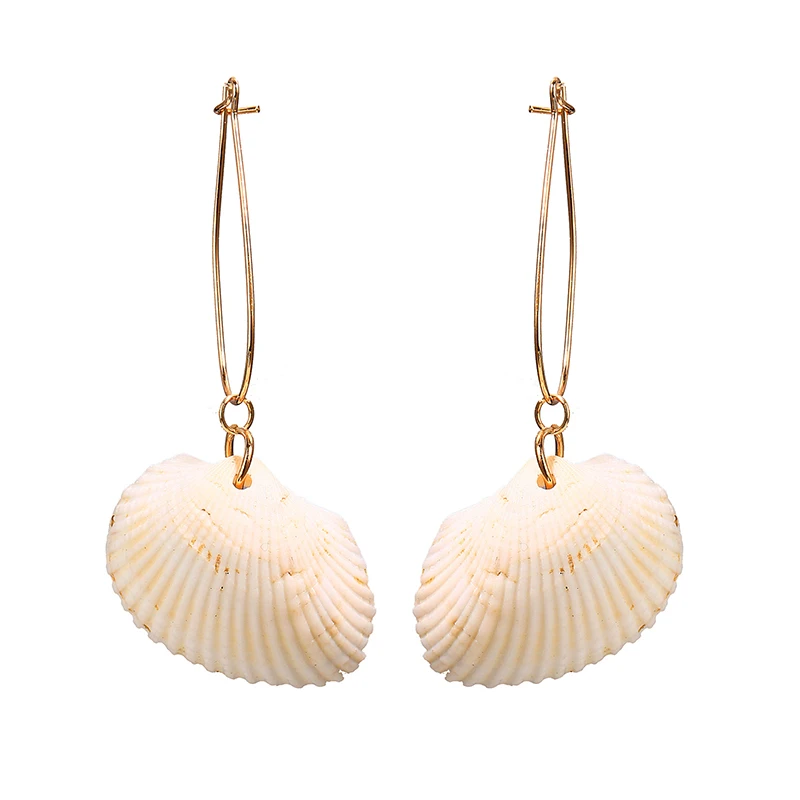 

2019 Fashion Women Simple Shell Drop Earrings Summer Boho Jewelry Handmade Natural Sea Shell Earrings For Girls Friends 1E102