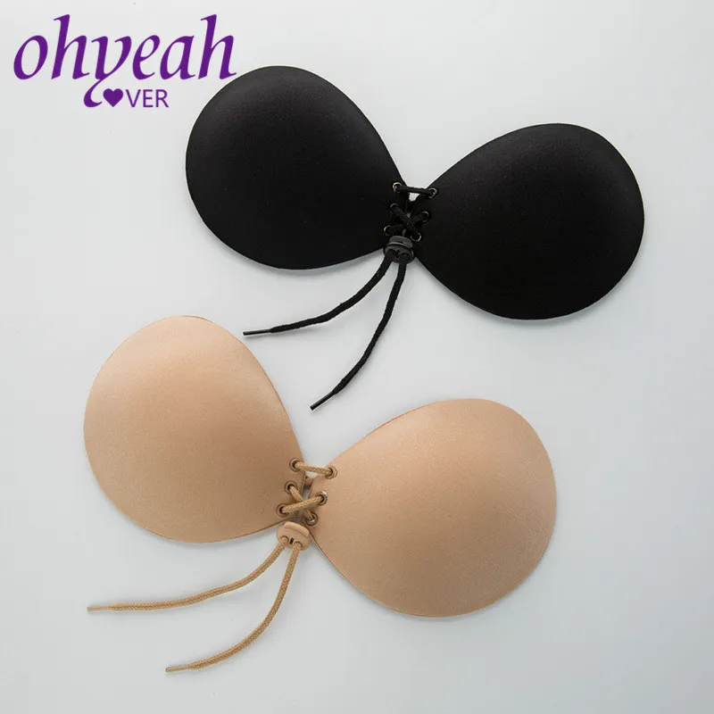 

Ohyeahlover Hot New Strapless Push Up Bra Sexy Self Adhesive Seamless Thicken Sticky Invisible Bras A B C Cup Box Packing BM354
