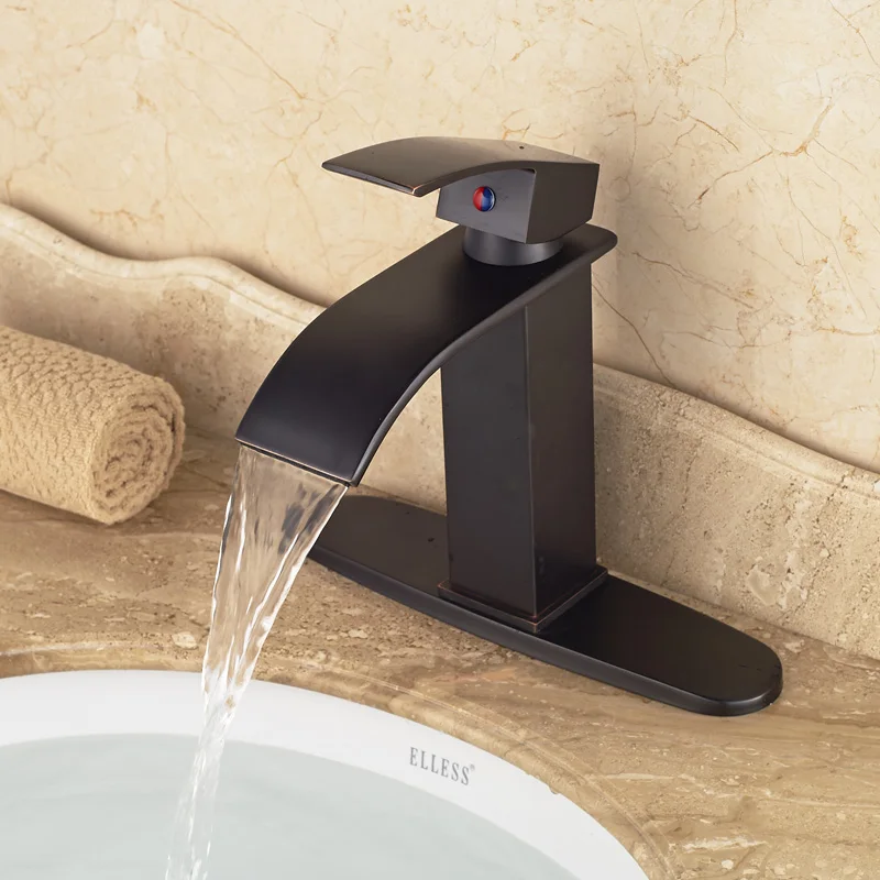 

Oil Rubbed Bronze Bathroom Basin Sink Faucet Single Handle Single Hole Deck Mount with Cover
