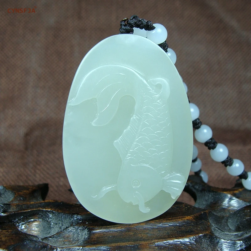 

Certified Natural Hetian Jade Nephrite Charms Necklaces Lucky Rich Fish Jade Pendant High Quality Hand Carved Birthday Gifts