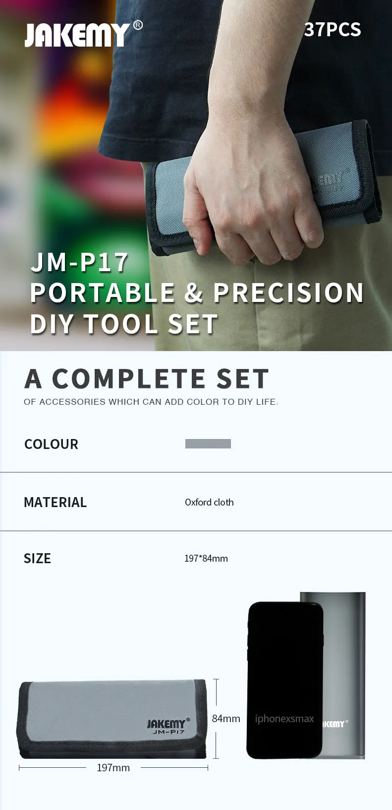 JAKEMY JM-P17 Portable Mini Precision Screwdriver Tool Set with Oxford Bag for Mobile Phone Computer Eyeglass Home DIY Repair