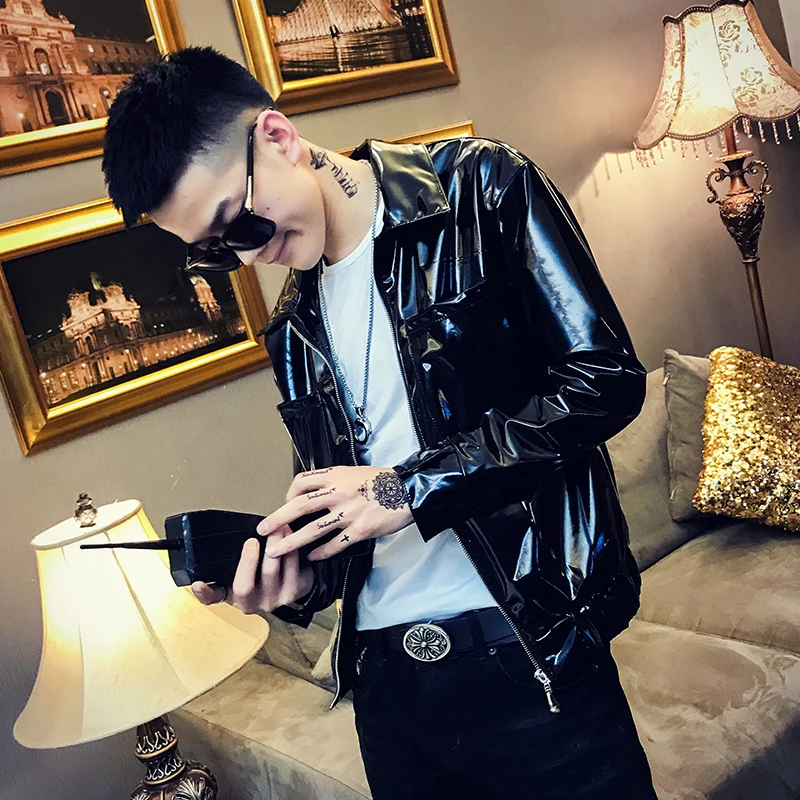 

New Fashion Mens Leather Jacket Casual Handsome Street Motorcycle Pull Leather Jacket Youthful Trend Coat Male