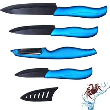 Neue keramische messer 3 “schäl 4” utility 5 “fleischmesser und eine hohe qualität schwarz + blau schäler zubehör küchenmesser set