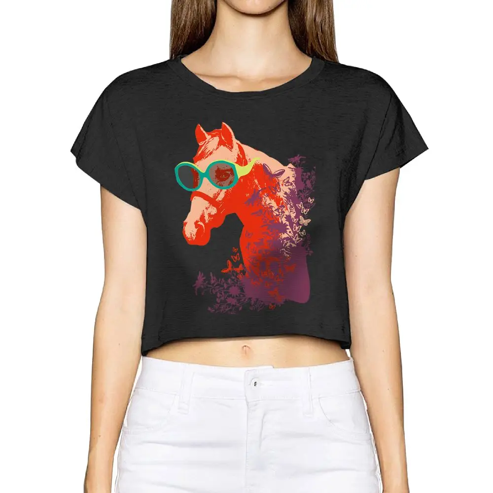 SAMCUSTOM Camisetas настоящий короткий 3D принт лошадь и Роза летняя модная уличная