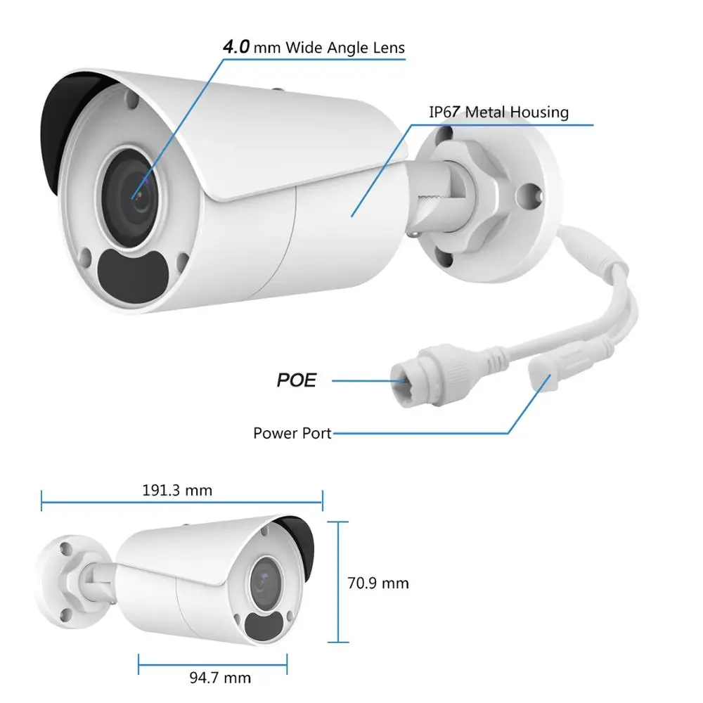 Uniview (Hikvision совместимый) 8MP Пуля IP камера PoE Onvif дома/наружного видеонаблюдения