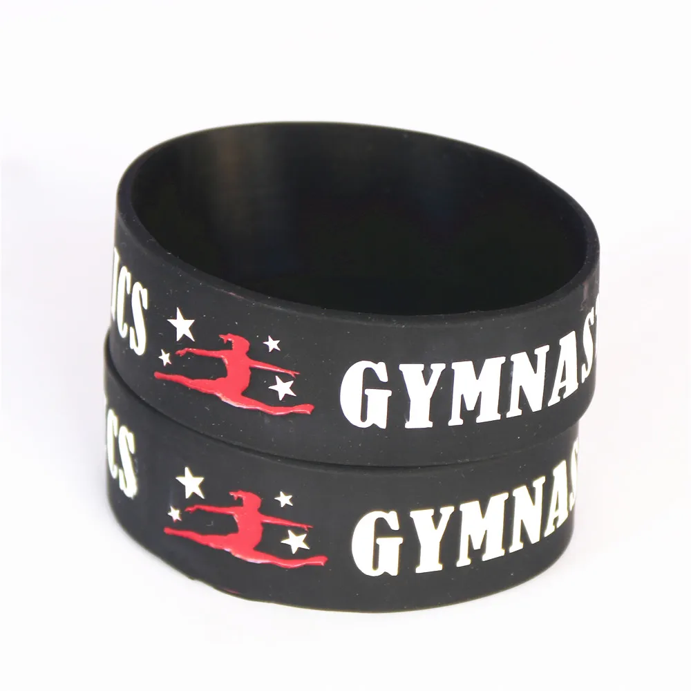 25PCS Silicone Dancer Wide Gymnastics Sport Silicone Wristbands Black