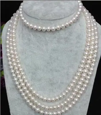 

Free shipping@@@@@ Charming!7-8mm White Akoya Culutred Pearl Necklace 64