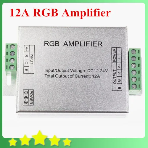 

12A Amplifier for RGB LED Strip DC 12V-24V Aluminum Case RGB Signal Amplifier for SMD 3528/5050 LED Strip Free Shipping