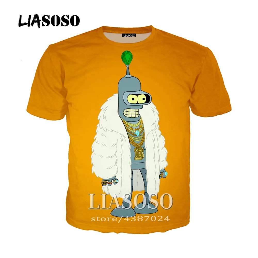 

LIASOSO New Harajuku Style Tees Men Women Casual T-Shirt Cartoon Anime Futurama 3D Print T Shirt Tops Brand Clothing A067
