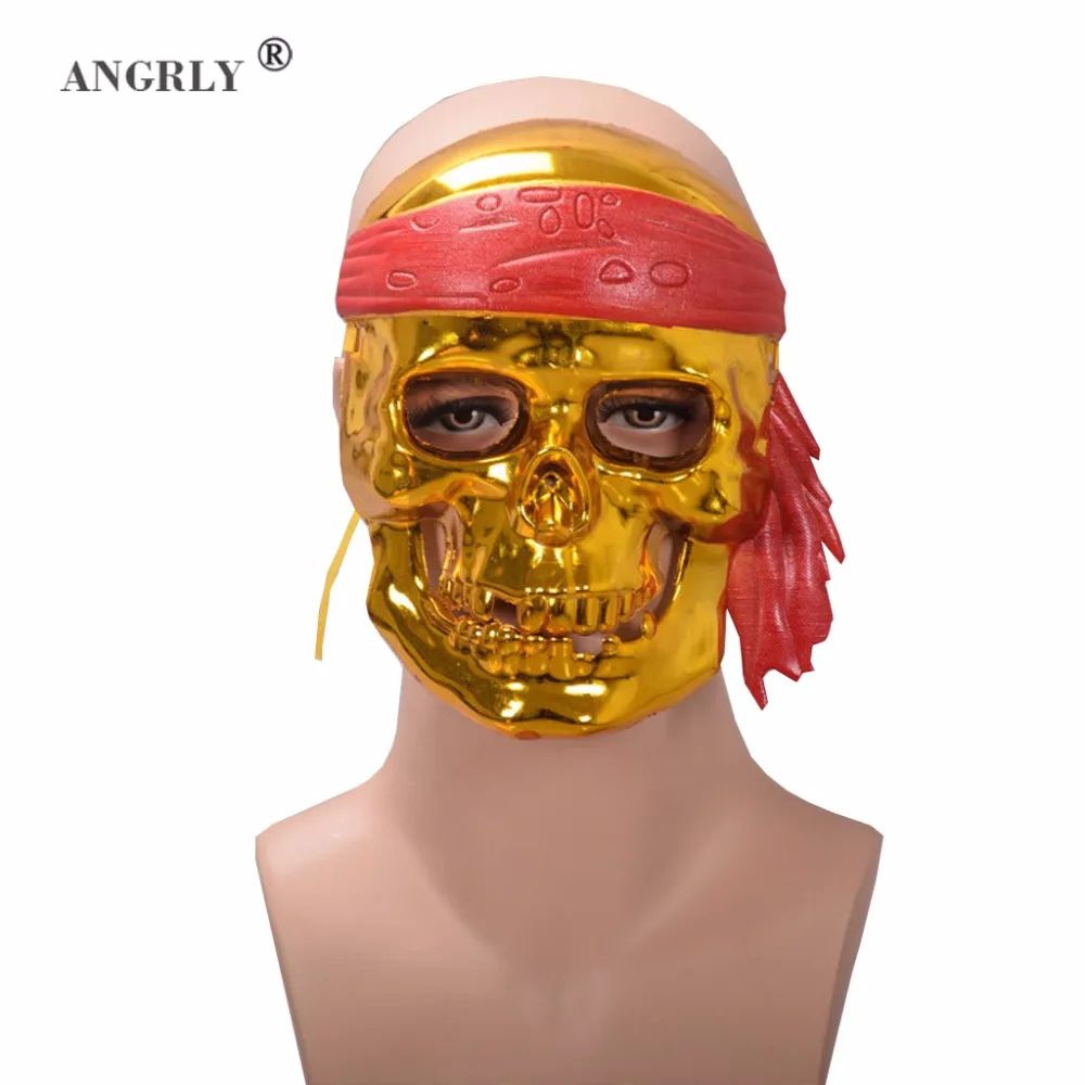 

ANGRLY Plastic Masks Cosplay Pirates of the Caribbean Full Face Halloween Birthday Party Festival Party Masquerade skull Mask