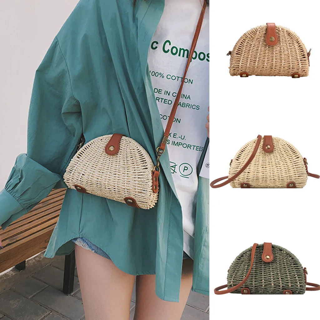 Женские мини Weave пляжные Наплечные сумки дамы богемный стиль для отдыха ручной сумки
