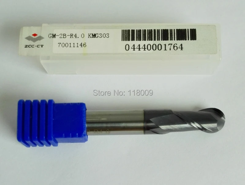 

2pcs 8mm( radius=4.0mm) GM-2B-R4.0 Original ZCC.CT Carbide 2 Flutes Ball nose end mills R4.0*16*D8*60