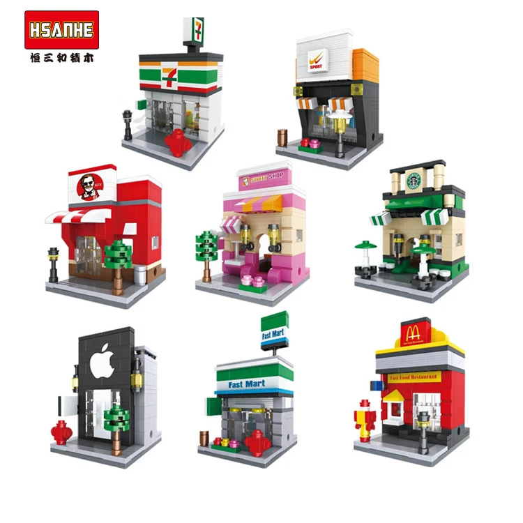 

2015 Hsanhe Scene Mini Building Blocks DIY Building Toys Architecture Nanoblocks Brinquedos Anime Juguetes Kids Educational Toy