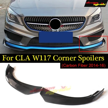 

2PCS Carbon Fiber Front Bumper Lip Splitters Flap Cupwings CLA45 Style For Mercedes CLA W117 C117 X117 Sports CLA180 CLA200 14-