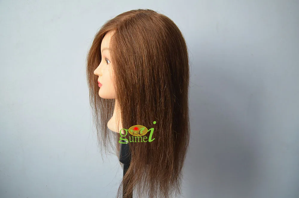 Free Shipping Training Head Manequin 100% Human Hair Golden Hair For Curl Dye Blow Training Mannequin Head With Hair