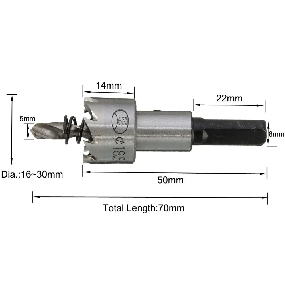 5 шт. 16-30 мм отверстие Пилы резак Бурильные долото комплект HSS Отверстие Пилы дрель Простыни металла Развёртки с Гаечные ключи бурильные