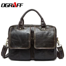 OGRAFF Véritable Sac en cuir hommes serviette designer Casual Hommes Sacs À Main marque hommes messenger sac d’affaires de peau de Vache Hommes Sac Bandoulière