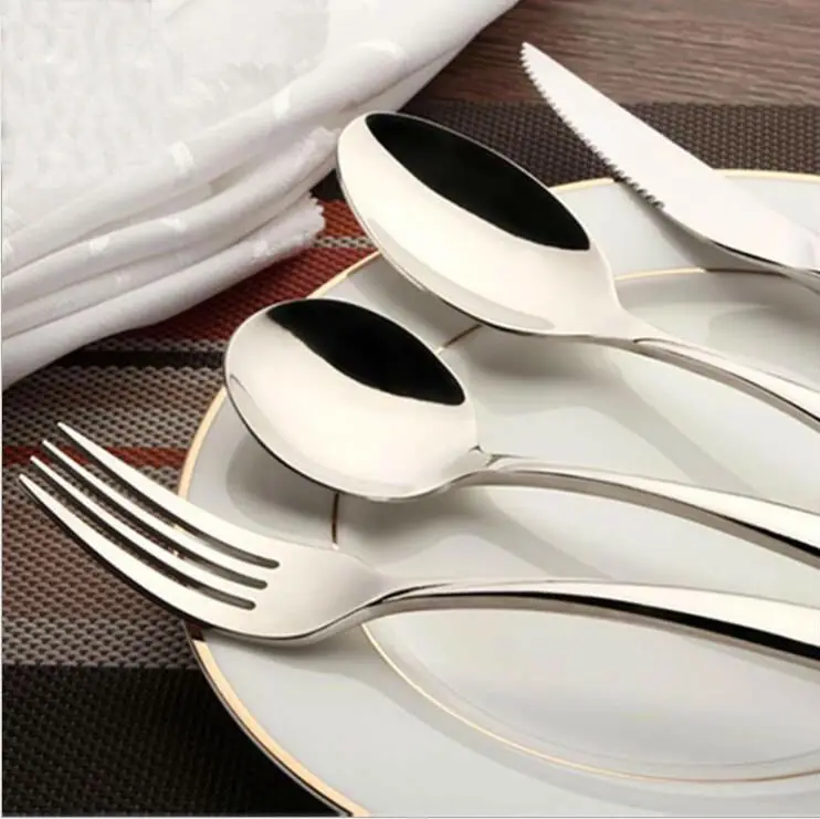 

3pcs/ Set or 4pcs/set Stainless Steel 201 dinnerware set Tableware Steak Knife, Fork and Spoon Portable Hotel Tableware set