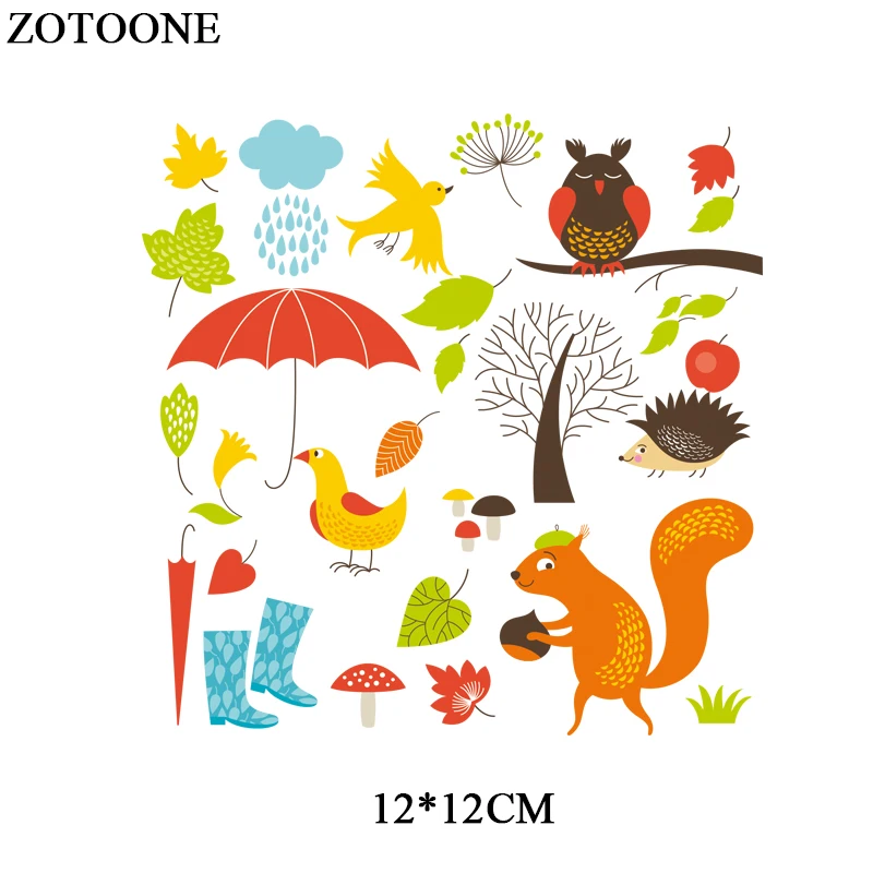ZOTOONE Iron On Cartoon Animal Patches For Kids Clothes DIY Accessory Decoration Heat Transfer Vinyl Patches Set Gift For Body D