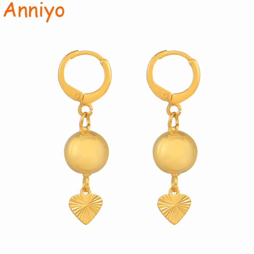 Anniyo, серьги с бусинами для женщин, девушек, золотого цвета, свадебные романтические серьги-гвоздики, подарок на день рождения, ювелирные изделия#137806