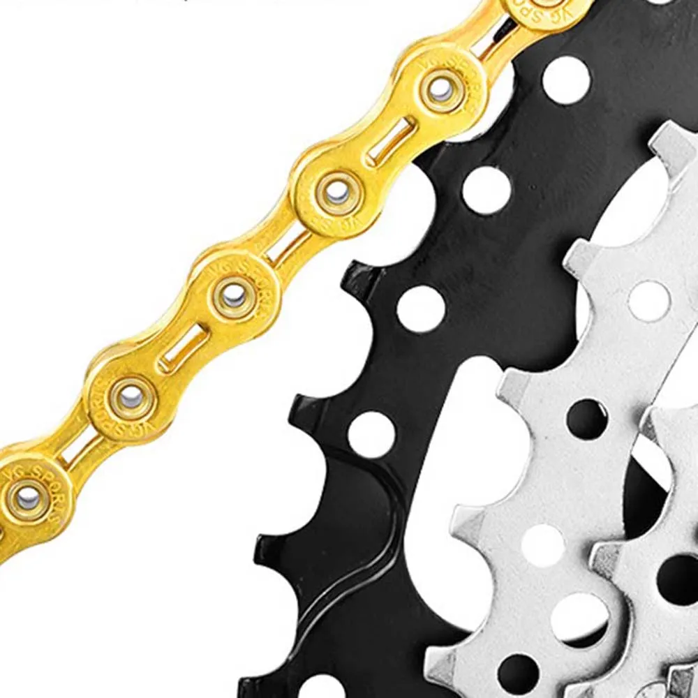 MTB Bicycle Chain 8 9 10 11 Speed Road Bike Full Hollow Chain Mountain Bike Half Hollow Chain Golden Silver Colour VG Sports