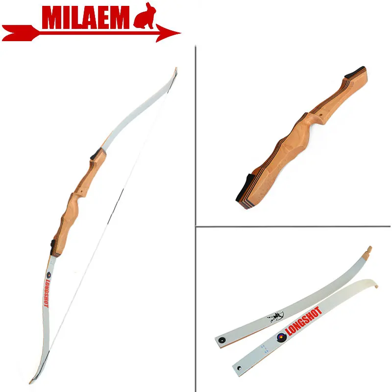 

1pc 68inch 20-55lbs Archery Recurve Bow Training Bow Traditional Wooden Bow Handle Right Hand Hunting Bow Shooting Accessories