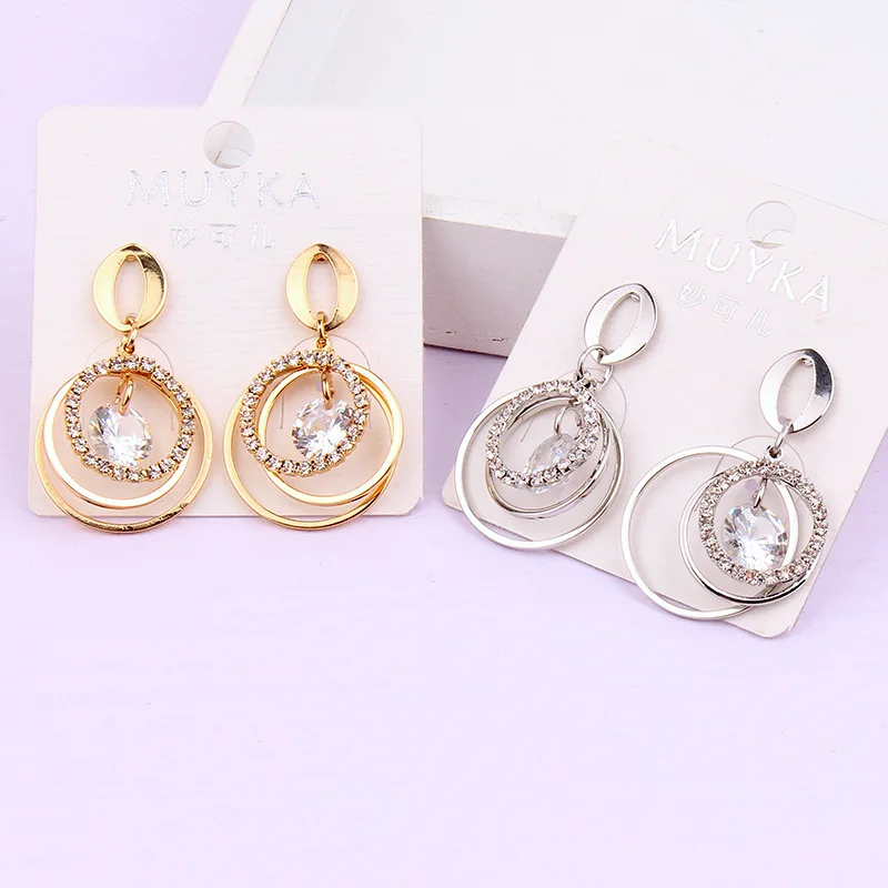 Zircon Fashion Jewelry Women Statement Round Earrings Big Stud Geometric Earing 2019 New S925 Silver Needle | Украшения и
