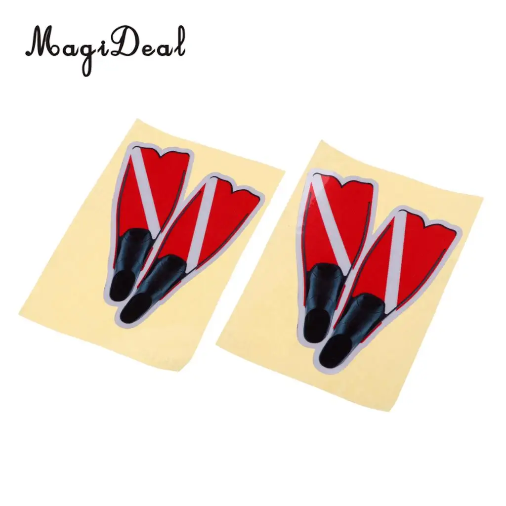 MagiDeal 2 cs Self-Adhesive Reflective Scuba Diving Diver Fins Sticker Flippers Decal for Swimming Car Truck Bumper Dinghy Decor