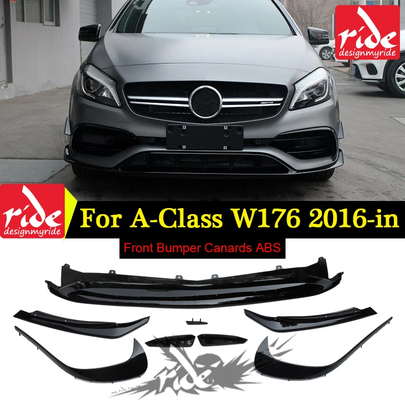 Для Mercedes Benz A Class W176 a180 a200 a250 ABS передний бампер для губ Canards 8 шт./компл. A45 Стиль