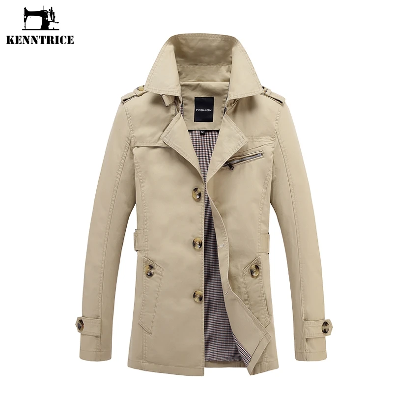 KENNTRICE Men's Windbreaker Mens Long Trench Coat Men Overcoat ...