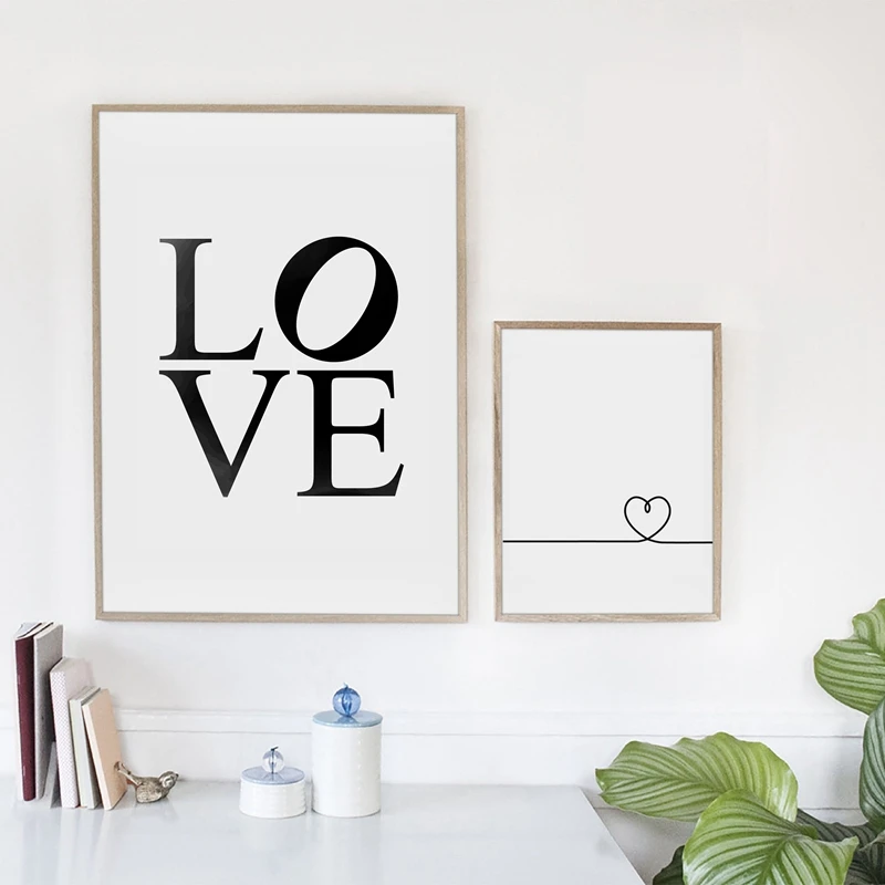 Us 2 54 21 Off Minimalistic Wall Decor Heart Love Canvas Prints Art Poster Line Heart Canvas Painting Bedroom Romantic Wall Art In Painting