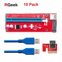 10 шт. новый красный VER007S PCI Express Riser Card 1x к 16x pci-e Riser Extender 60 см Кабель USB 3.0 15Pin SATA для БТД горной Rig